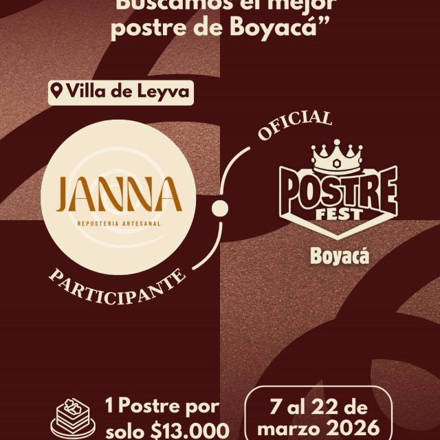 Participante Oficial Postre Fest Boyacá 2026 👑 Janna Art Cafe📍Villa de Leyva @jannart.cafe 🤩 Prepárate para probar su Postre del 7 al 22 de marzo por solo $13.000 pesos en el lugar.
.
Organiza: @lasupersona
.
#boyaca #postrefest #lasupersona #postres