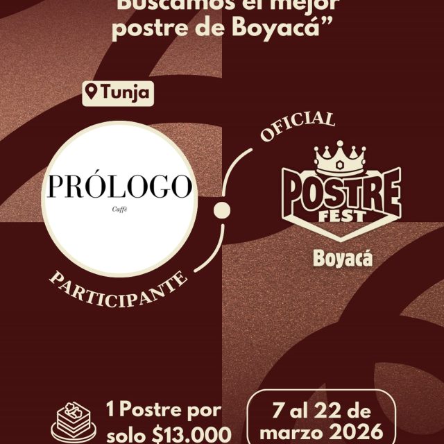 Participante Oficial Postre Fest Boyacá 2026 👑 Prólogo Caffé📍Tunja @prologo.caffe 🤩 Prepárate para probar su Postre del 7 al 22 de marzo por solo $13.000 pesos en el lugar.
.
Organiza: @lasupersona
.
#boyaca #postrefest #lasupersona #postres