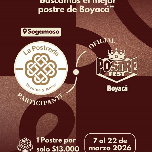 Participante Oficial Postre Fest Boyacá 2026 👑 La Postreria📍Sogamoso @laapostreria 🤩 Prepárate para probar su Postre del 7 al 22 de marzo por solo $13.000 pesos en el lugar.
.
Organiza: @lasupersona
.
#boyaca #postrefest #lasupersona #postres