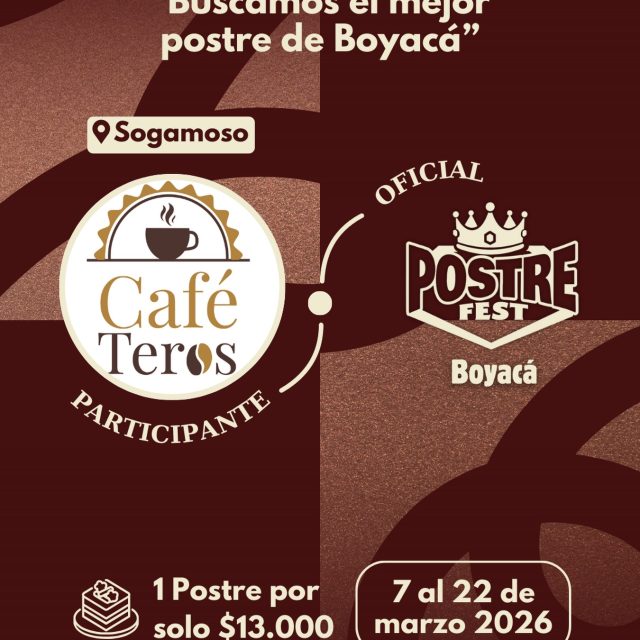 Participante Oficial Postre Fest Boyacá 2026 👑 Cafeteros📍Sogamoso @cafeterossog 🤩 Prepárate para probar su Postre del 7 al 22 de marzo por solo $13.000 pesos en el lugar.
.
Organiza: @lasupersona
.
#boyaca #postrefest #lasupersona #postres