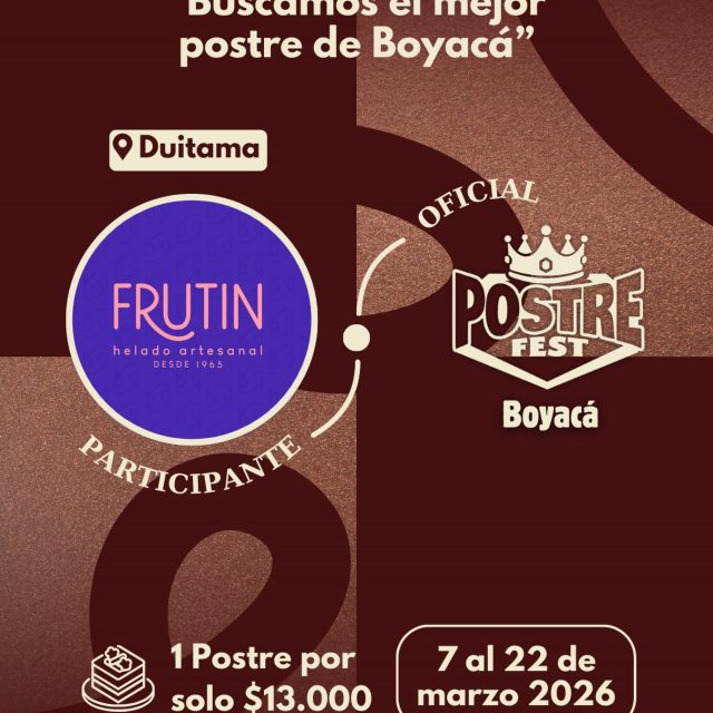 Participante Oficial Postre Fest Boyacá 2026 👑 Frutin Helado Artesanal📍Duitama @frutin.co 🤩 Prepárate para probar su Postre del 7 al 22 de marzo por solo $13.000 pesos en el lugar.
.
Organiza: @lasupersona
.
#boyaca #postrefest #lasupersona #postres