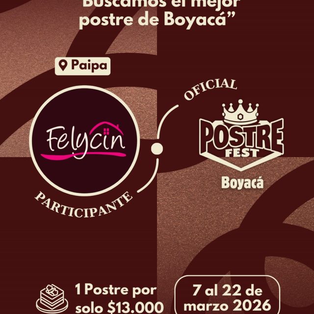 Participante Oficial Postre Fest Boyacá 2026 👑 Felycin📍Paipa @felycinpaipa 🤩 Prepárate para probar su Postre del 7 al 22 de marzo por solo $13.000 pesos en el lugar.
.
Organiza: @lasupersona
.
#boyaca #postrefest #lasupersona #postres