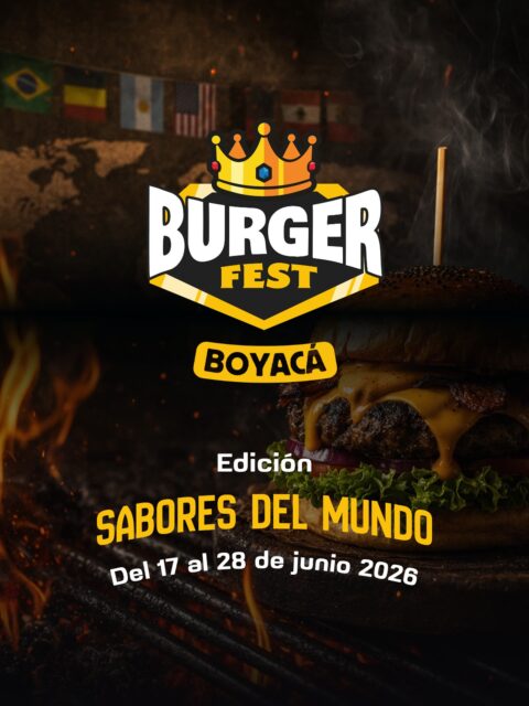 Llega el Burger Fest Boyacá 2026 🍔 Edición “Sabores del Mundo” 🏆 del 17 al 28 de junio podrás disfrutar las mejores burgers inspiradas en países del mundo por solo $20.000 en cada lugar participante 🤩 Prepárate para conocer a los Convocados 👏🚀