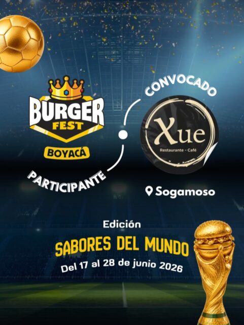 Participante Convocado para el Burger Fest Boyacá 2026 🍔 Edición Mundial 🏆
Xue Restaurante📍Sogamoso @xue_1029 🤩 Prepárate para probar su Burger mundialista del 17 al 28 de junio por solo $20.000 pesos en el lugar.
.
Organiza: @lasupersona