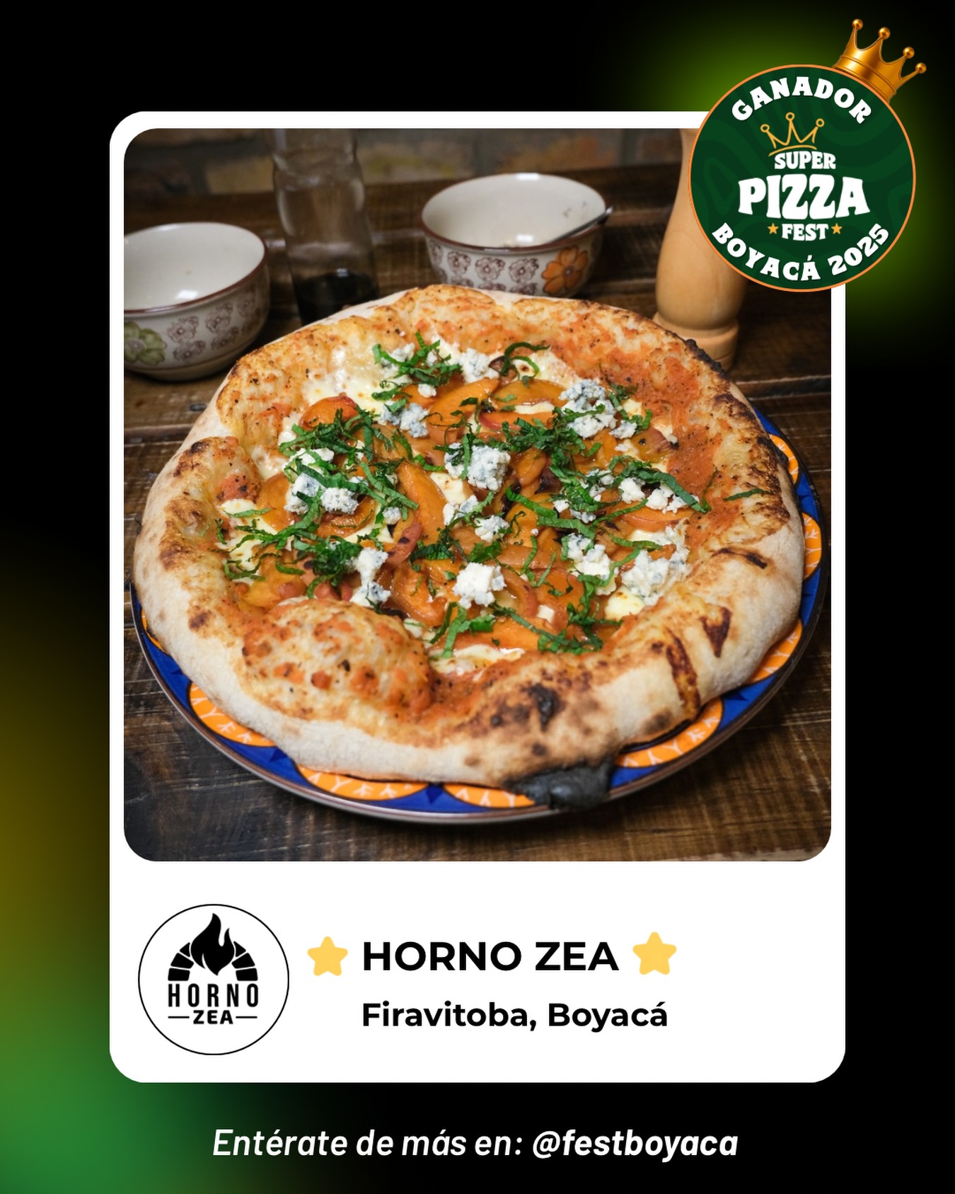 ✨Ganador del Super Pizza Fest Boyacá 2025 🍕 Felicitamos a Horno Zea, creador de una propuesta que destacó por sus ingredientes y sabor. Gracias por ser parte de esta edición 👏🏼 
.
#firavitoba #superpizzafest #pizzafest #boyaca