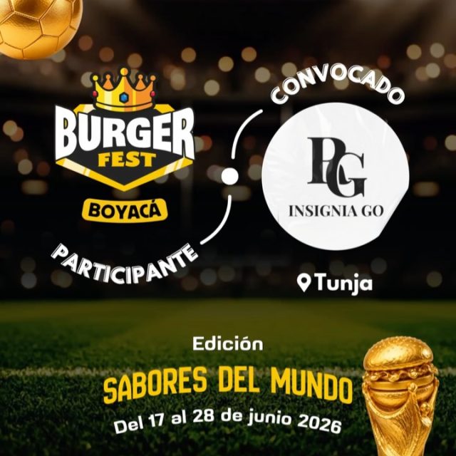 Participante Convocado para el Burger Fest Boyacá 2026 🍔 Edición Mundial 🏆
Insignia Go 📍Tunja @insignia_go 🤩 Prepárate para probar su Burger mundialista del 17 al 28 de junio por solo $20.000 pesos en el lugar.
.
Organiza: @lasupersona