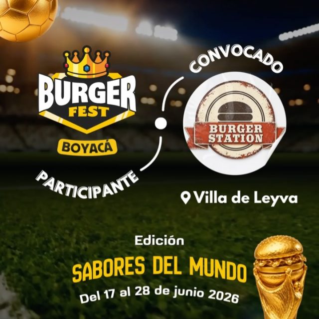 Participante Convocado para el Burger Fest Boyacá 2026 🍔 Edición Mundial 🏆
Burger Station 📍Villa de Leyva @burgerstation_villadeleyva 🤩 Prepárate para probar su Burger mundialista del 17 al 28 de junio por solo $20.000 pesos en el lugar.
.
Organiza: @lasupersona