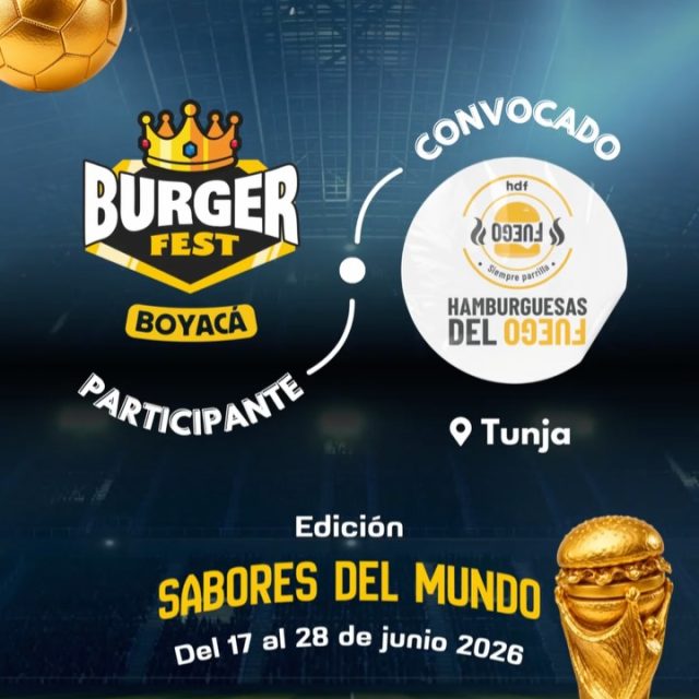 Participante Convocado para el Burger Fest Boyacá 2026 🍔 Edición Mundial 🏆
Hamburguesas del Fuego 📍Tunja @hdf_hamburguesasdelfuego 🤩 Prepárate para probar su Burger mundialista del 17 al 28 de junio por solo $20.000 pesos en el lugar.
.
Organiza: @lasupersona