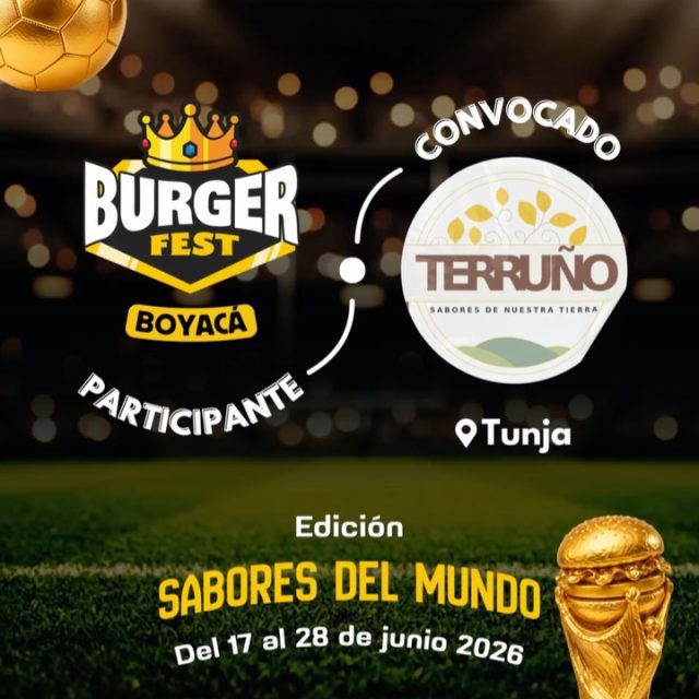 Participante Convocado para el Burger Fest Boyacá 2026 🍔 Edición Mundial 🏆
Terruño 📍Tunja @terruno_tunja 🤩 Prepárate para probar su Burger mundialista del 17 al 28 de junio por solo $20.000 pesos en el lugar.
.
Organiza: @lasupersona