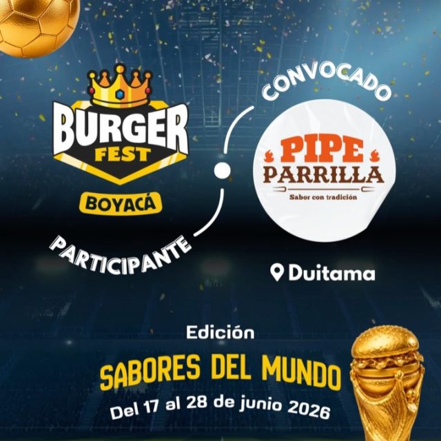 Participante Convocado para el Burger Fest Boyacá 2026 🍔 Edición Mundial 🏆
Pipe Parrilla 📍Duitama @pipe.parrilla 🤩 Prepárate para probar su Burger mundialista del 17 al 28 de junio por solo $20.000 pesos en el lugar.
.
Organiza: @lasupersona