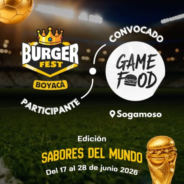 Participante Convocado para el Burger Fest Boyacá 2026 🍔 Edición Mundial 🏆
Game Food 📍Sogamoso @gamefoodboyaca 🤩 Prepárate para probar su Burger mundialista del 17 al 28 de junio por solo $20.000 pesos en el lugar.
.
Organiza: @lasupersona