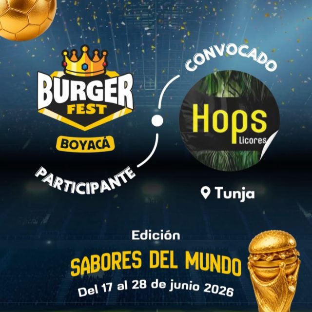 Participante Convocado para el Burger Fest Boyacá 2026 🍔 Edición Mundial 🏆
Hops Licores 📍Tunja @hopslicores 🤩 Prepárate para probar su Burger mundialista del 17 al 28 de junio por solo $20.000 pesos en el lugar.
.
Organiza: @lasupersona