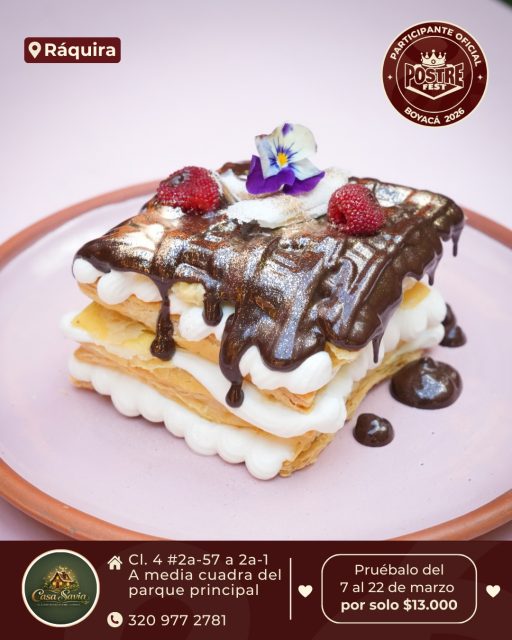 Ráquira 🍰 Casa Savia @casasavia_raquira ✨ Participante Oficial del Postre Fest Boyacá 2026 
📍Cl. 4 #2a-57 a 2a-1 A media cuadra del parque principal - Ráquira 
.
Pruébalo del 7 al 22 de marzo por solo $13.000 mil pesos en el lugar.
.
#postrefest #boyaca #postres #duitama