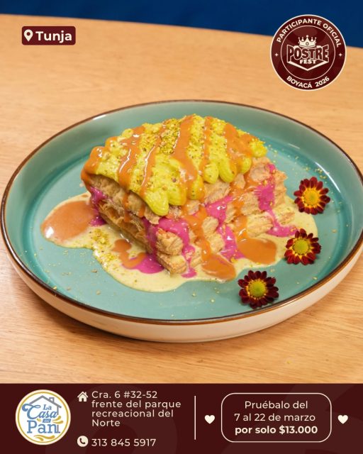 Tunja 🍰 La Casa del Pan @la_casa_del_pan1972 ✨ Participante Oficial del Postre Fest Boyacá 2026 
📍Cra. 6 #32-52 frente del parque recreacional del Norte - Tunja
.
Descubre una milhoja como nunca la habías imaginado. Tres texturas, tres colores y una explosión de sabores inesperados: crema pastelera de aguacate, la frescura vibrante de la remolacha y el toque elegante del pistacho. El final de boca lo pone nuestro arequipe de la casa. Un postre visual, audaz y profundamente equilibrado.
.
Pruébalo del 7 al 22 de marzo por solo $13.000 mil pesos en el lugar.
.
#postrefest #boyaca #postres #tunja