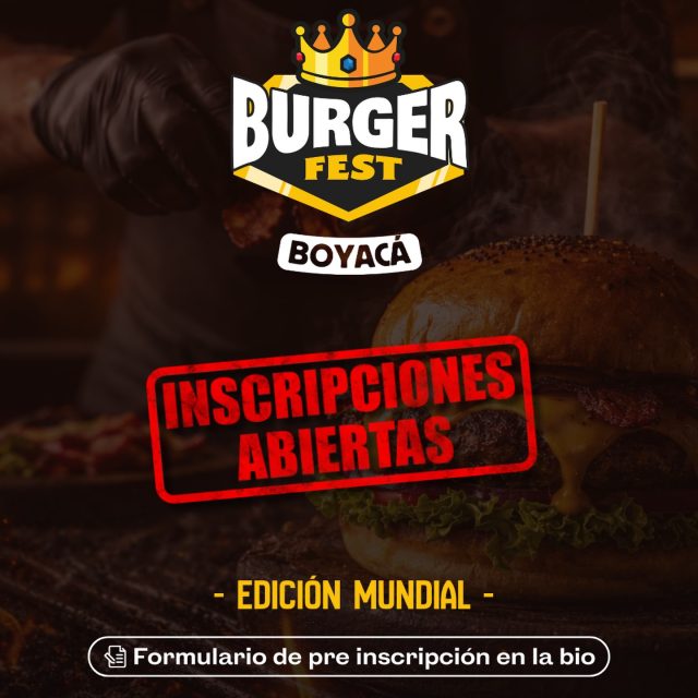 🚨 INSCRIPCIONES ABIERTAS 🍔 Vuelve el Burger Fest Boyacá con la Edición Mundial 2026 🏆
Si tienes un restaurante, participa con tu Burger inspirada en un país del mundo! Los cupos son limitados 🔥
📲 Formulario en la bio - más info: 312 423 2400
.
#burgerfest #boyaca #mundial
