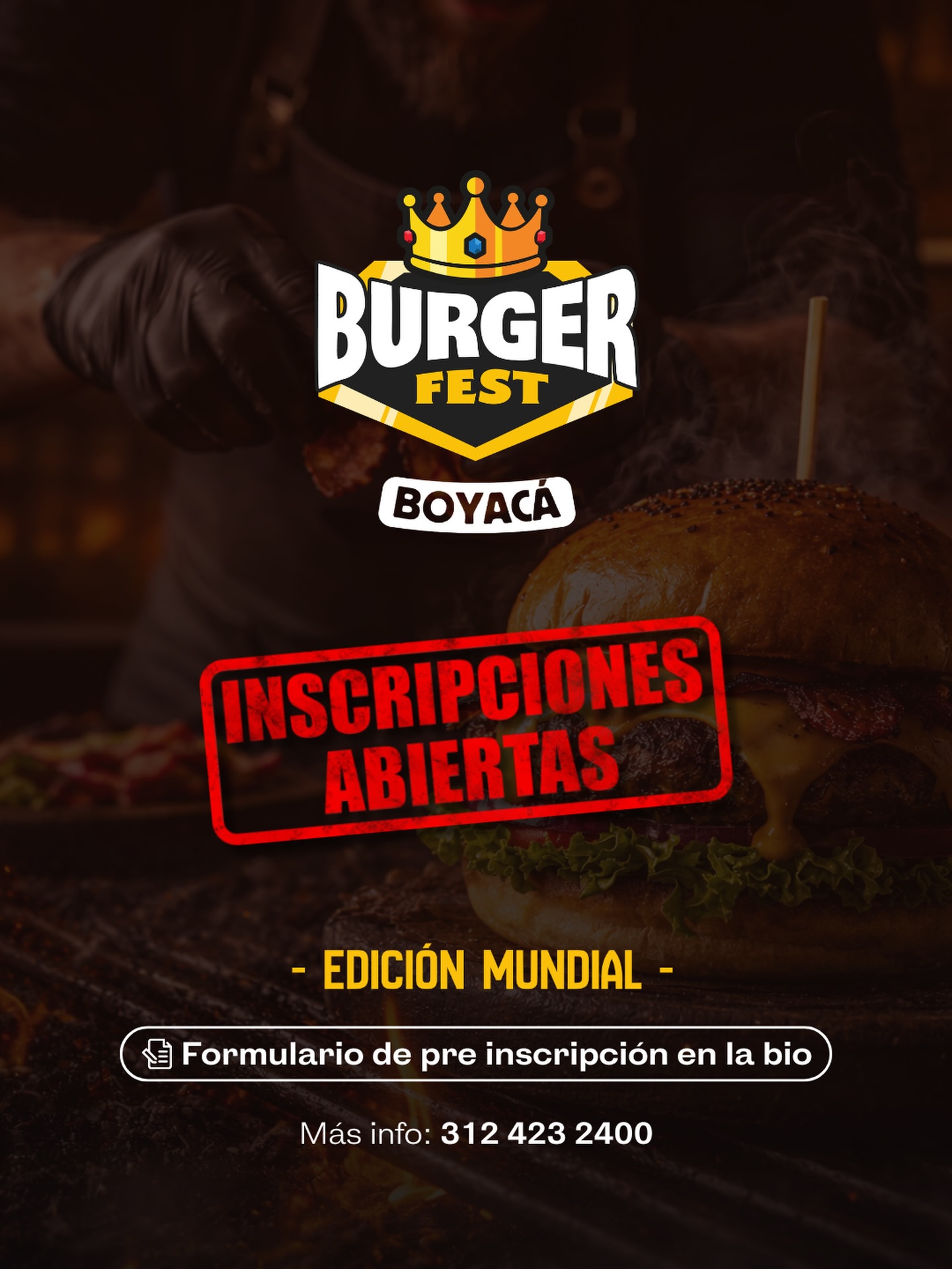 🚨 INSCRIPCIONES ABIERTAS 🍔 Vuelve el Burger Fest Boyacá con la Edición Mundial 2026 🏆
Si tienes un restaurante, participa con tu Burger inspirada en un país del mundo! Los cupos son limitados 🔥
📲 Formulario en la bio - más info: 312 423 2400
.
#burgerfest #boyaca #mundial